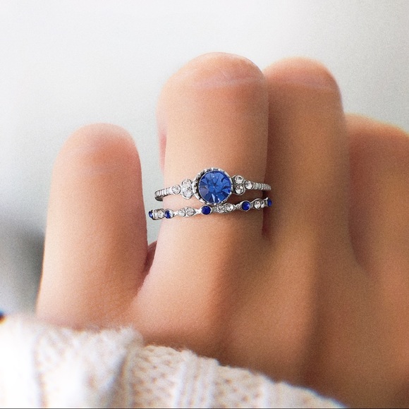 Round Cut SapphireRing 925 Silver - Picture 4 of 6